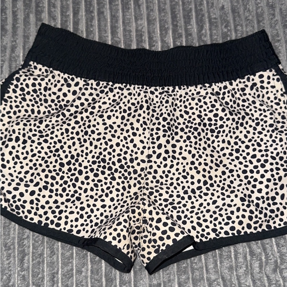 Girls' Smocked-Waist Black & Cream Spot Shorts